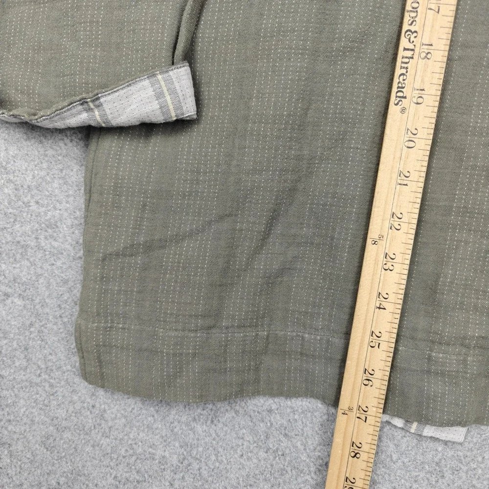 Eileen Fisher Jacket Womens SP Green Organic Cotton Linen Kimono Plaid Lined - Picture 8 of 10